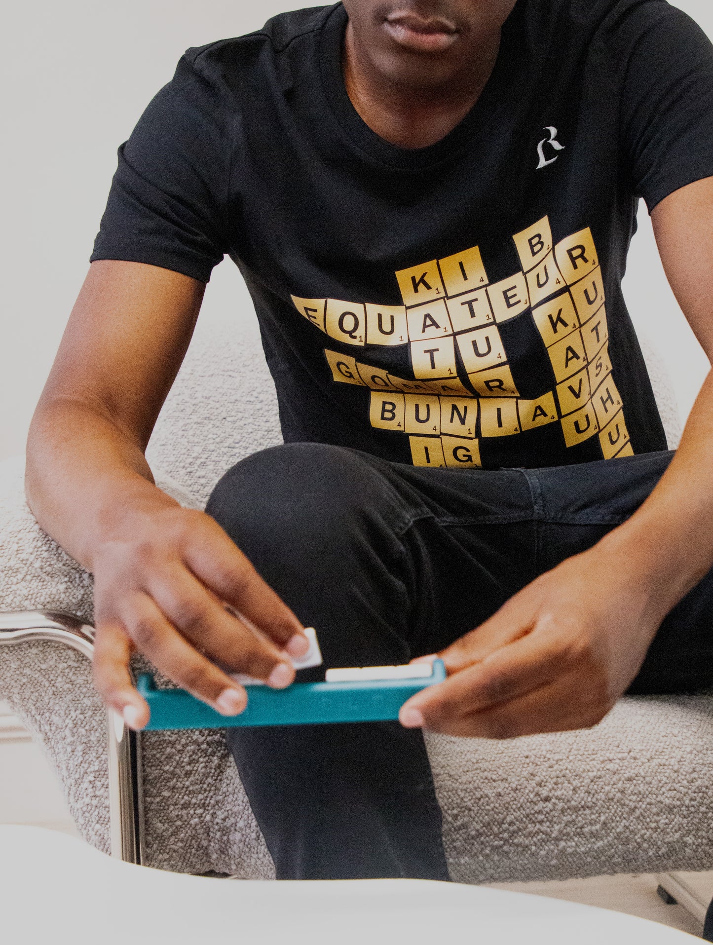 Leopard Republic's DRC Crossword with 6ft2 model wearing size L Tshirt